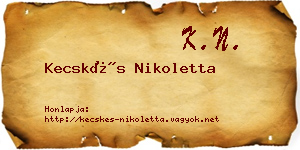 Kecskés Nikoletta névjegykártya