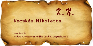 Kecskés Nikoletta névjegykártya